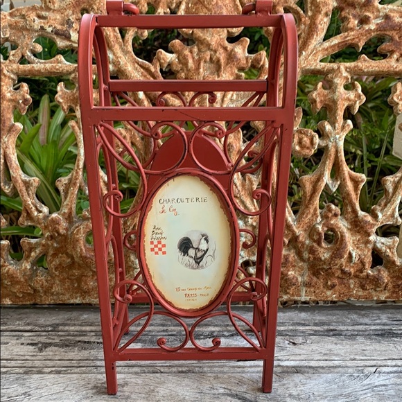 Other - Red Farmhouse Wrought Iron Wine Rack